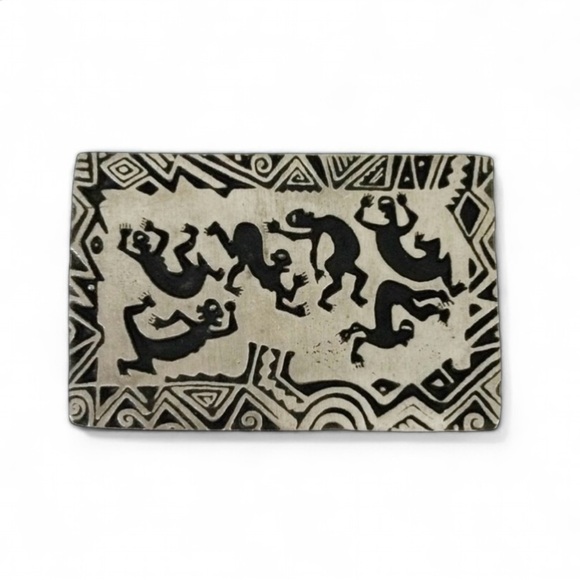 2/$40 Vintage ALICE SEELY Pewter Brooch – Dancing Humans Petroglyph Design - Picture 4 of 11